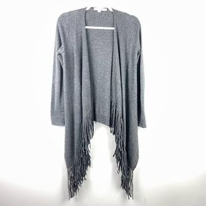 Boden Gray Fringe Open Front Cardigan Size XS